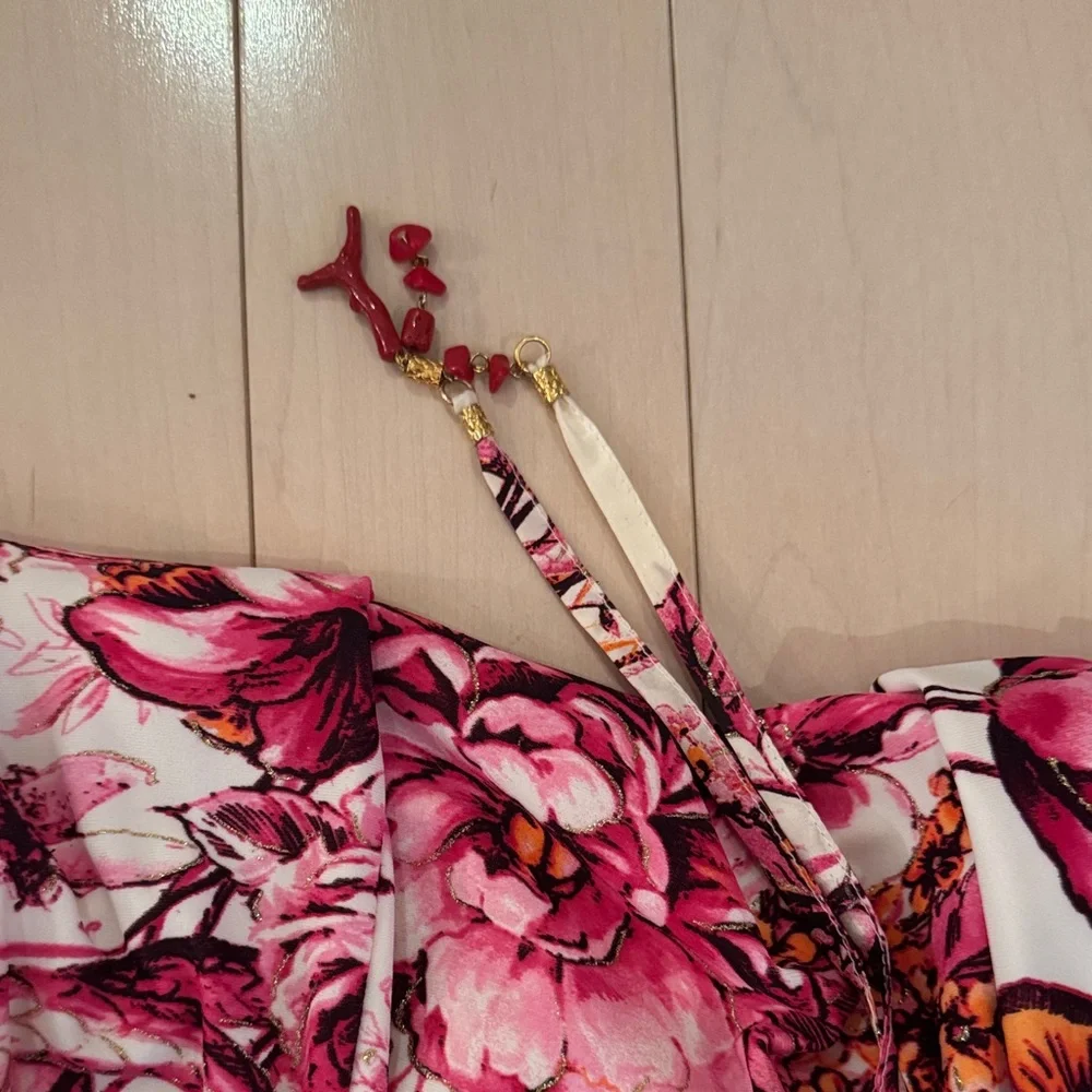Roberto Cavalli Floral Halter Neck Dress - White and Pink Size XL - Picture 10 of 10